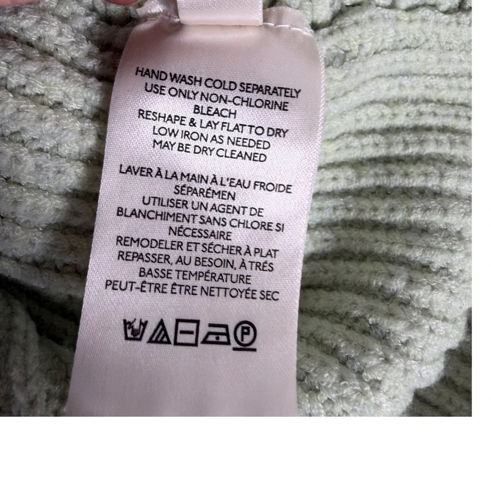 We‎ The Free Sea Bright Pale Green Chunky Knit V-Neck Cropped Sweater XS